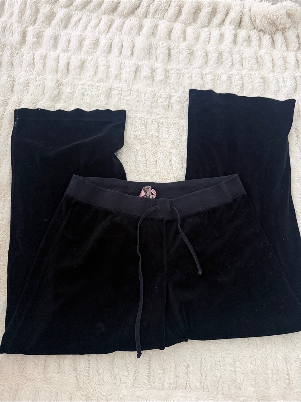 Juicy Couture Black Velvet Drawstring Track Pants
